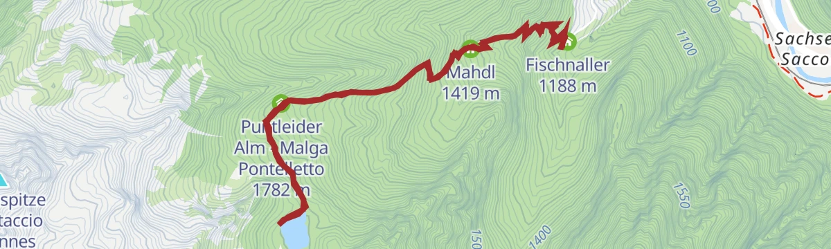 Route map: To the Puntleider See lake